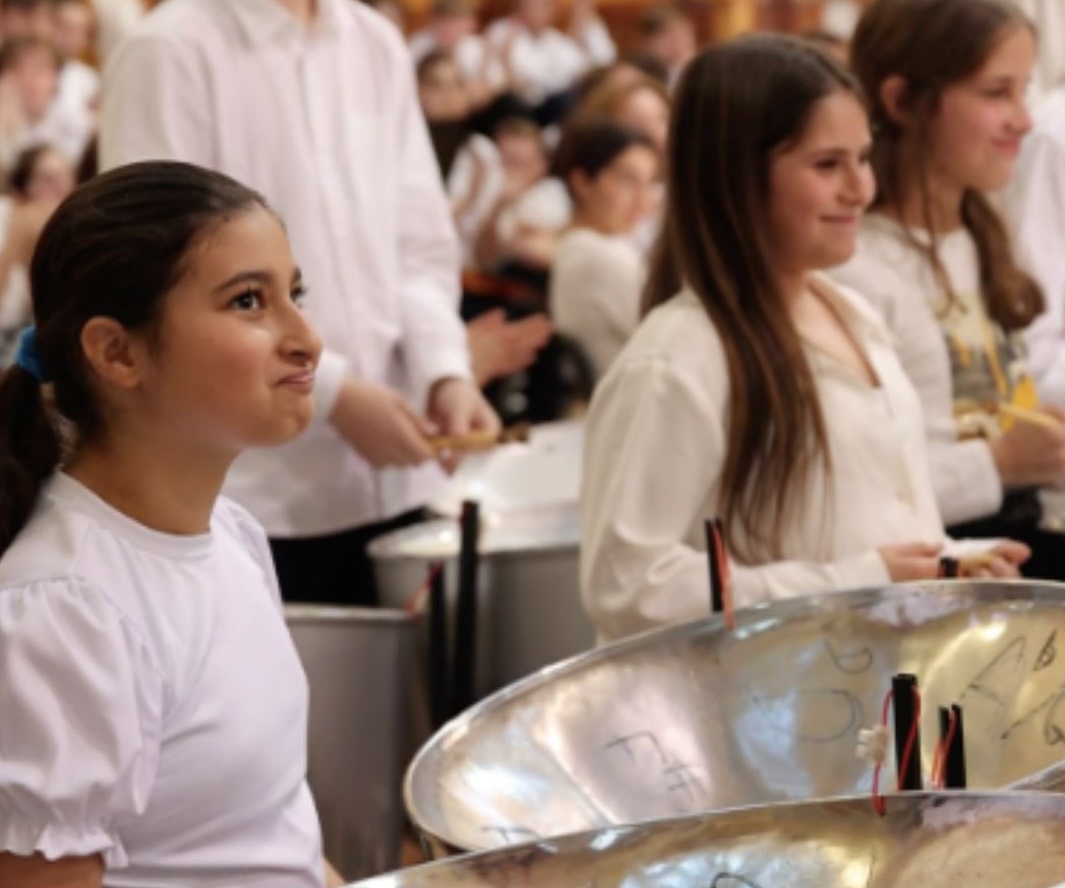 Girl who is watching forward excited after finished the performance